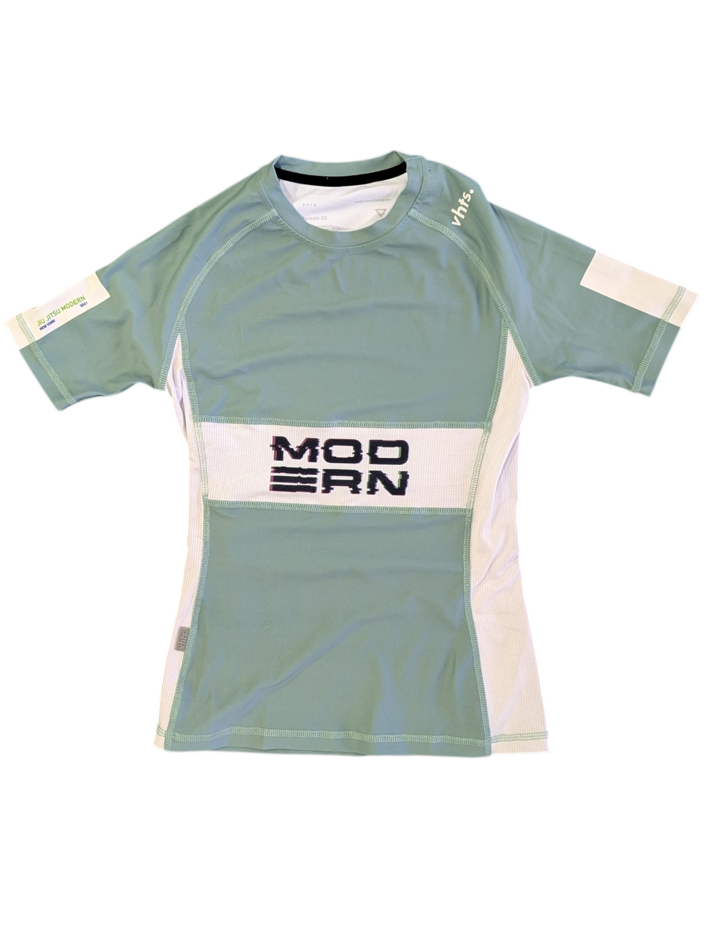 Glitch-Green Back Rashgaurd